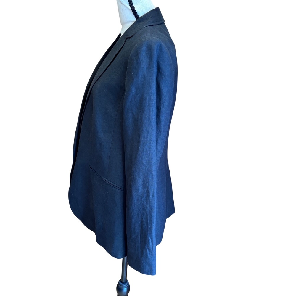 Talbots Womens Black 100% Linen Single Button Blazer Jacket Size 8 VN1953 - Picture 4 of 12